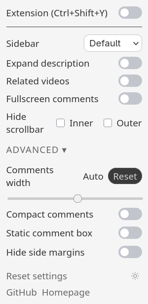 Expanded popup in light mode